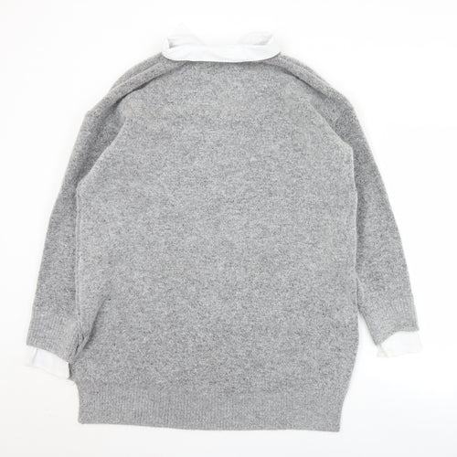 George Womens Grey Collared  Acrylic Pullover Jumper Size L