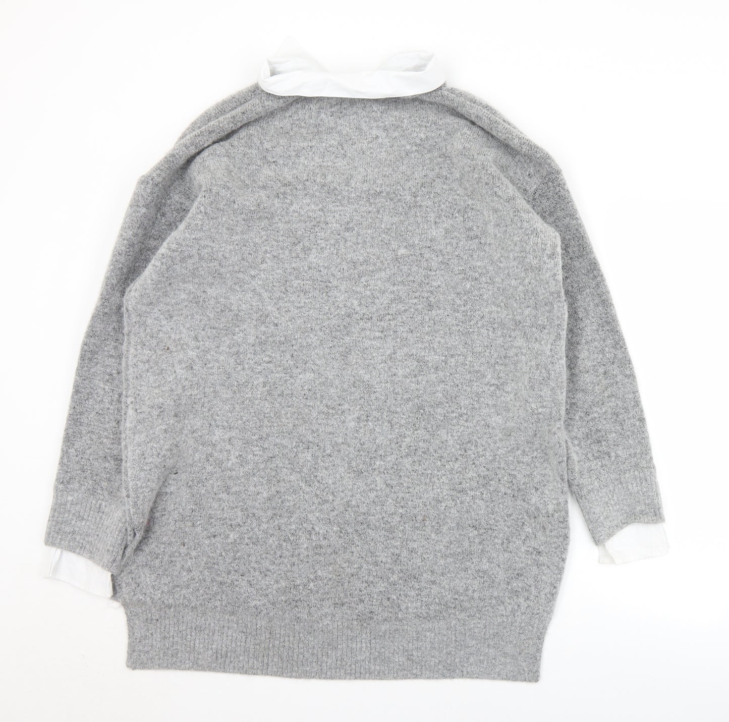 George Womens Grey Collared  Acrylic Pullover Jumper Size L