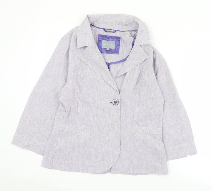 Marks and Spencer Womens Purple Striped Jacket Size 14 Button