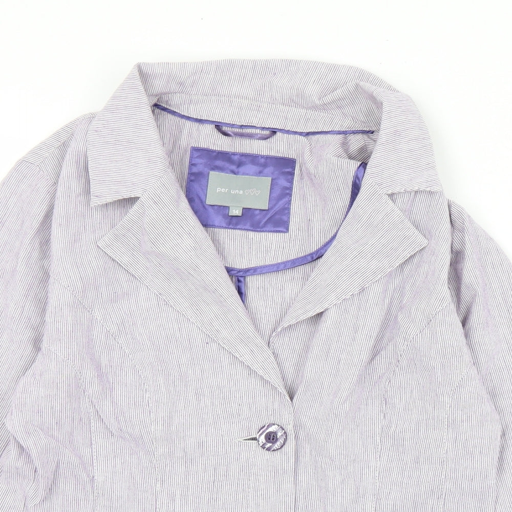 Marks and Spencer Womens Purple Striped  Jacket  Size 14  Button