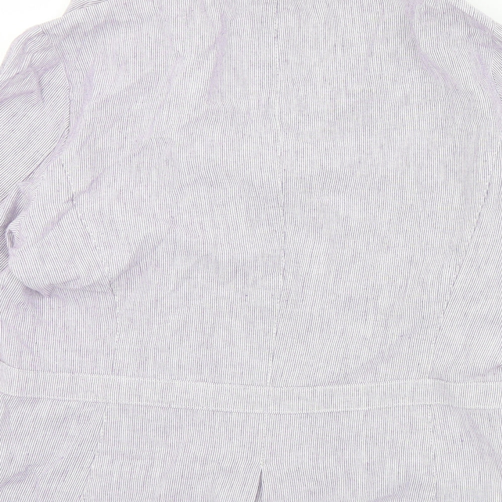 Marks and Spencer Womens Purple Striped  Jacket  Size 14  Button