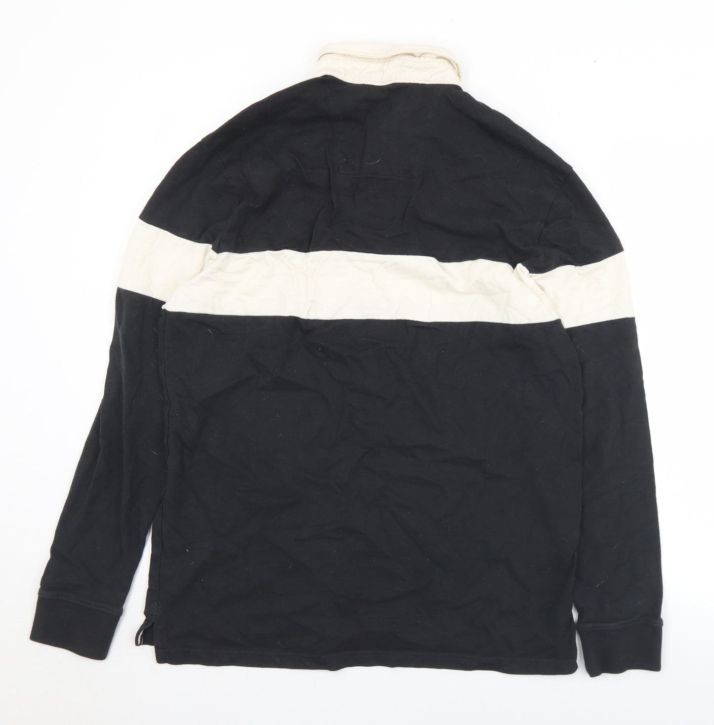 F&F Mens Black  Cotton  Polo Size S Collared Button