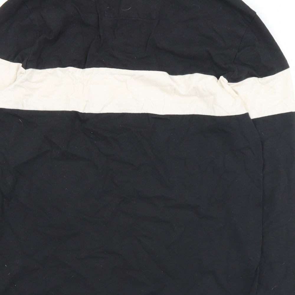 F&F Mens Black  Cotton  Polo Size S Collared Button