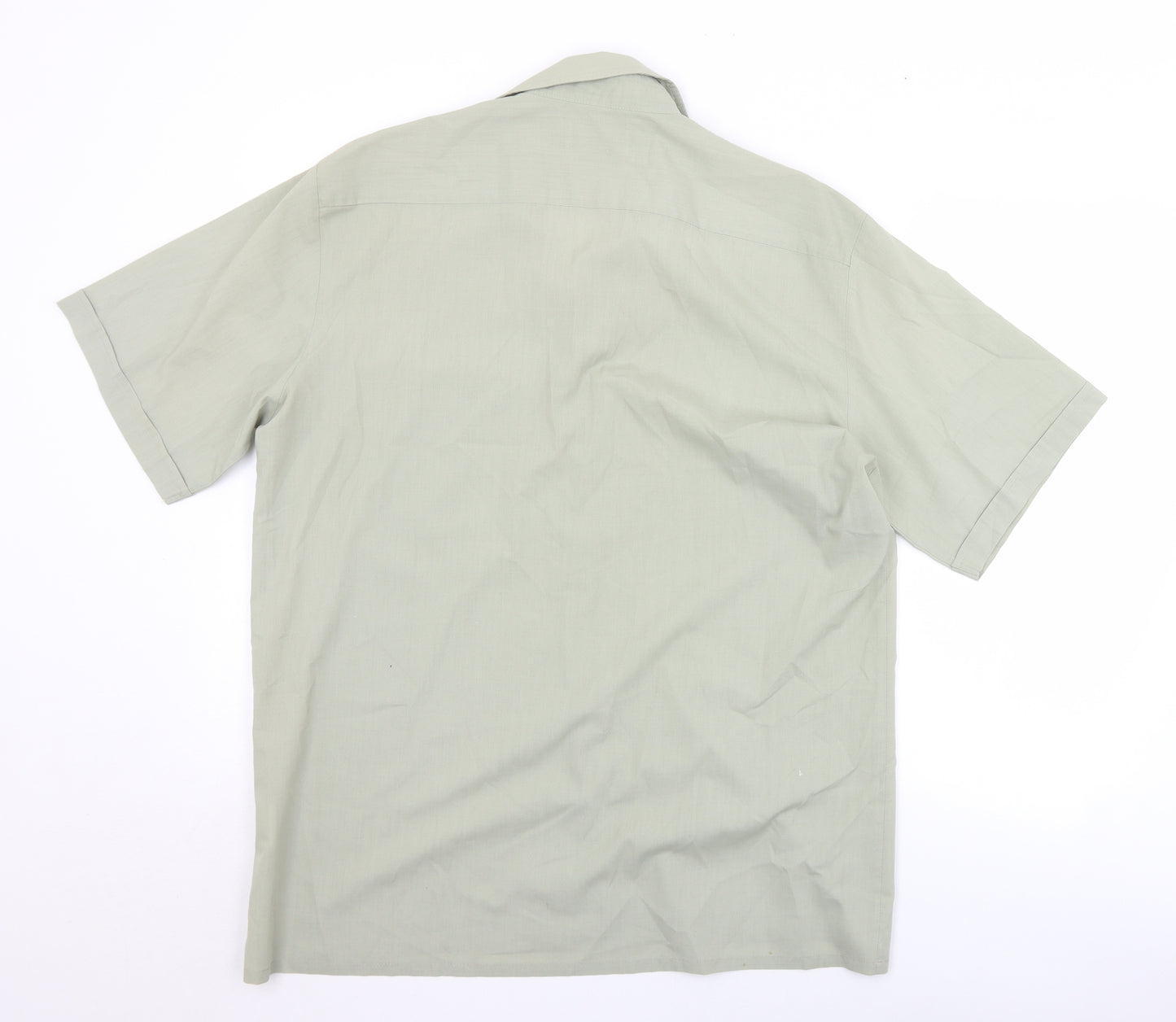 MC Mens Green  Polyester  Button-Up Size 16 Collared Button