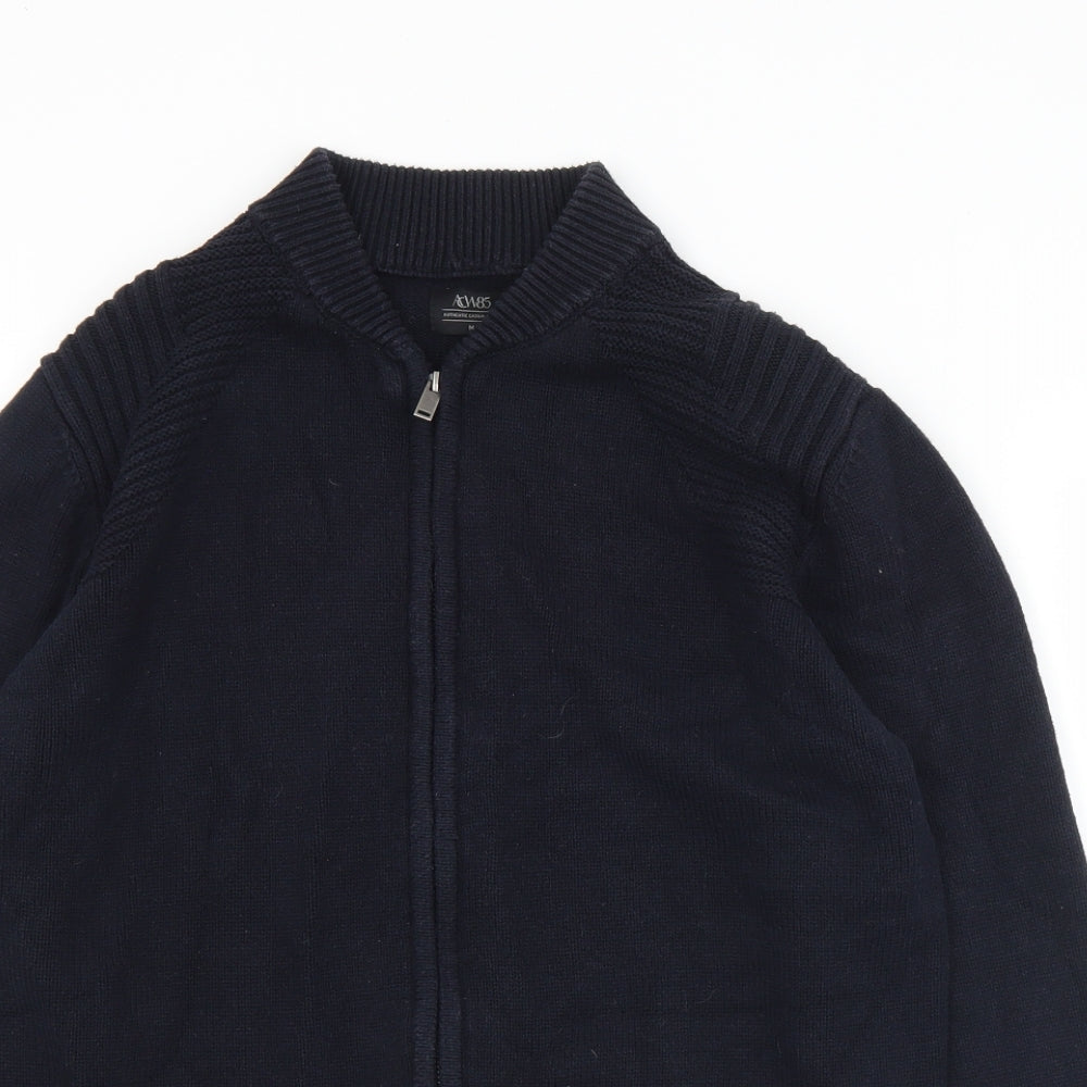 Matalan Mens Black Collared  Cotton Full Zip Jumper Size M