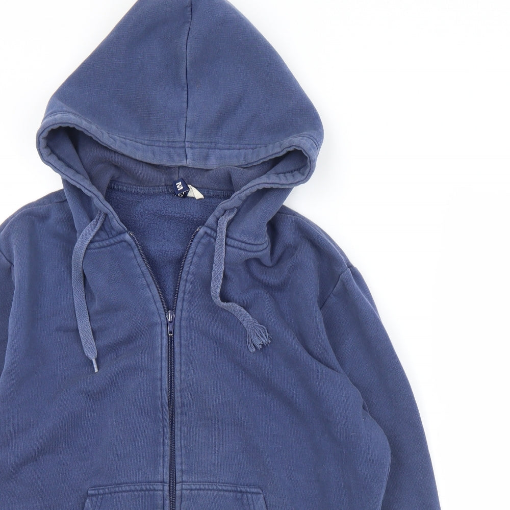 Divided Mens Blue  Cotton Full Zip Hoodie Size M