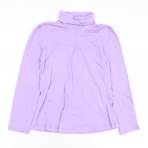 YFK Girls Purple  Cotton Basic T-Shirt Size 10 Years Roll Neck