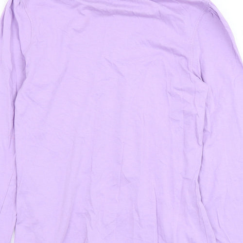 YFK Girls Purple  Cotton Basic T-Shirt Size 10 Years Roll Neck