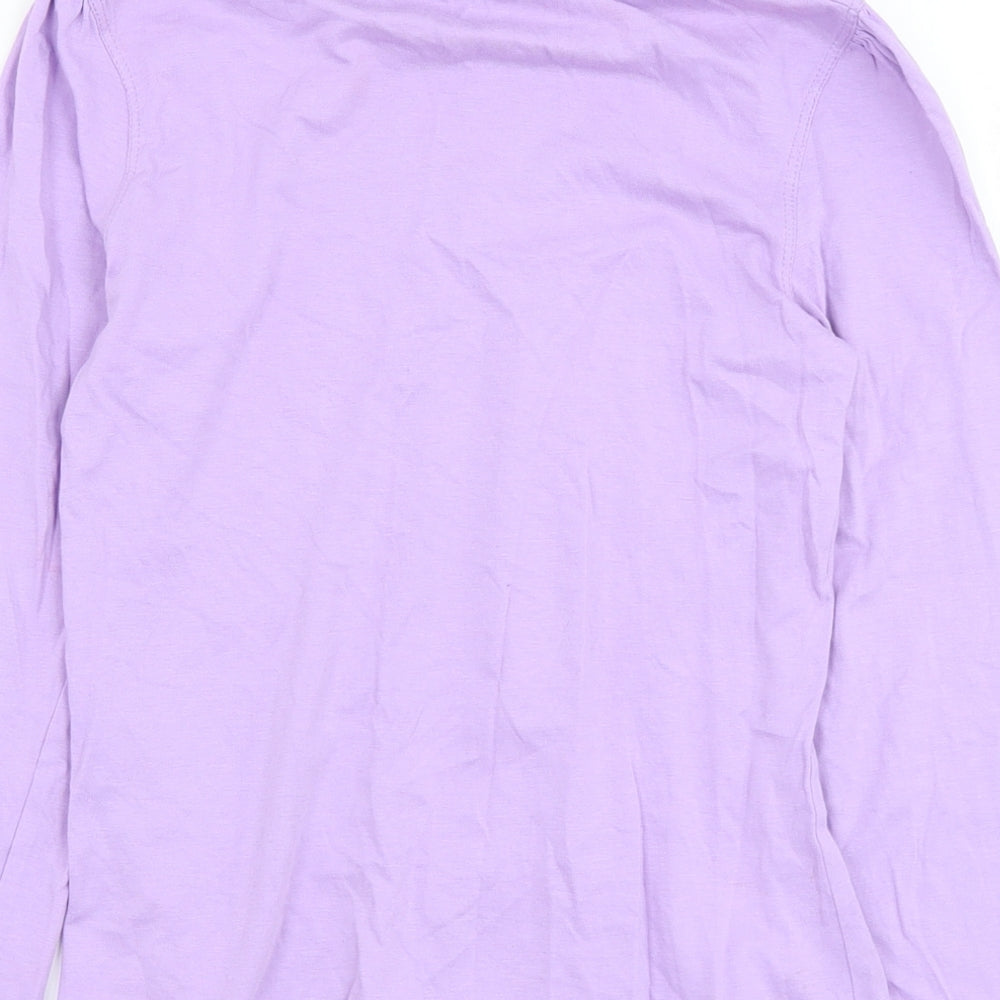 YFK Girls Purple  Cotton Basic T-Shirt Size 10 Years Roll Neck