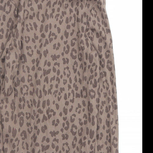 George Girls Brown Animal Print Cotton Jersey T-Shirt Size 4-5 Years Roll Neck