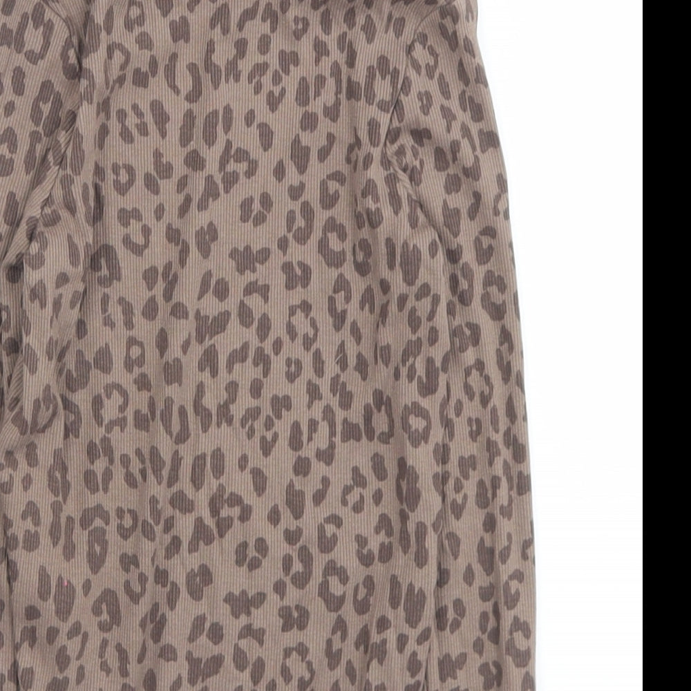 George Girls Brown Animal Print Cotton Jersey T-Shirt Size 4-5 Years Roll Neck
