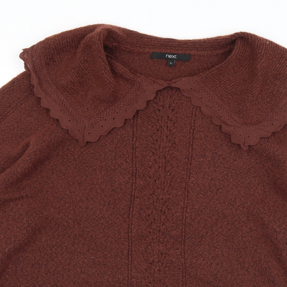NEXT Womens Brown Collared  Polyacrylate Fibre Pullover Jumper Size XL