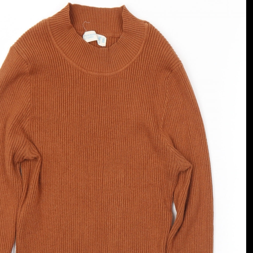 Primark Womens Brown Mock Neck  Viscose Pullover Jumper Size 14