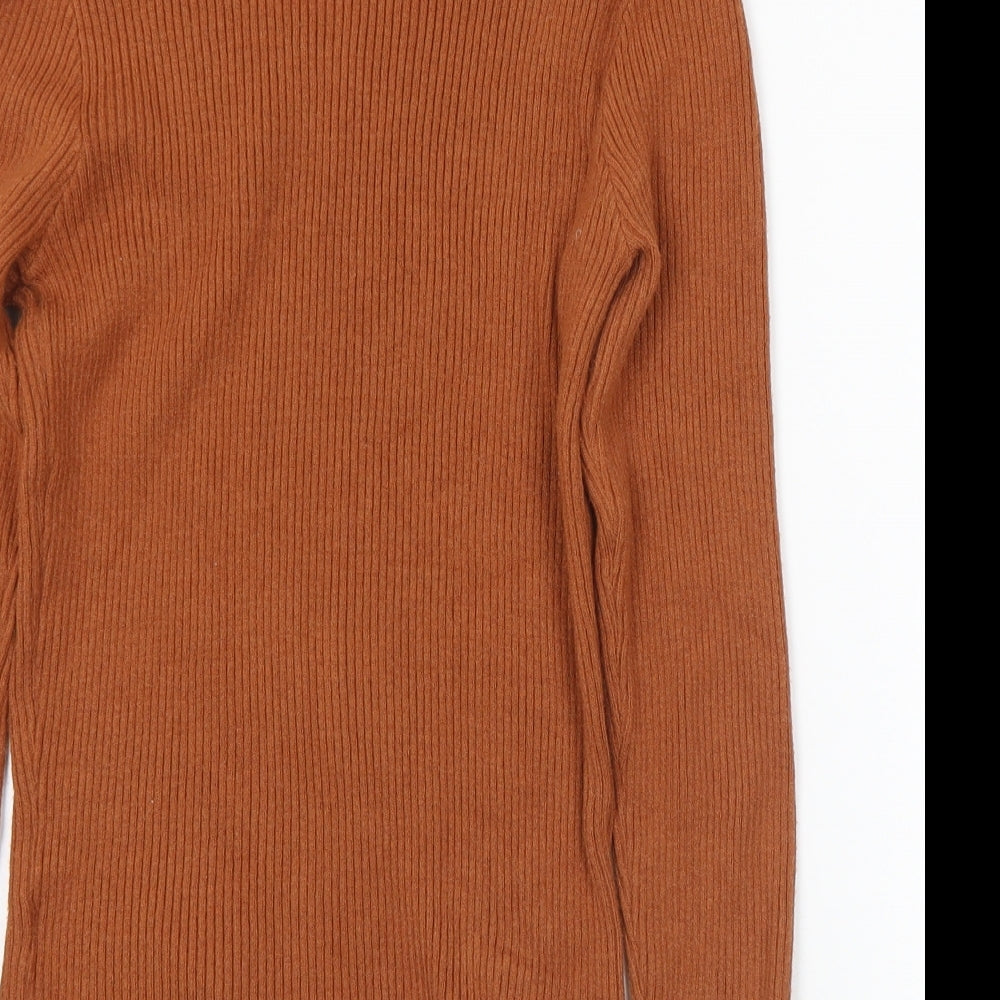 Primark Womens Brown Mock Neck  Viscose Pullover Jumper Size 14