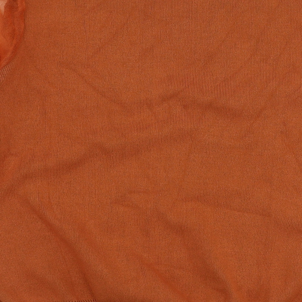 Flamant Rose Womens Orange High Neck  Viscose Pullover Jumper Size M   - puff sleeves