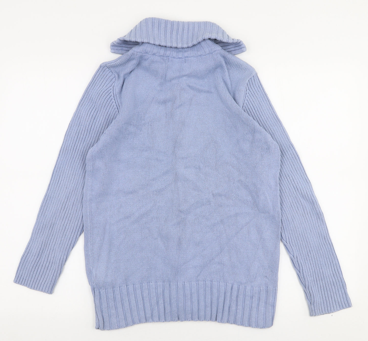 Bonmarche Womens Blue Collared  Cotton Full Zip Jumper Size M