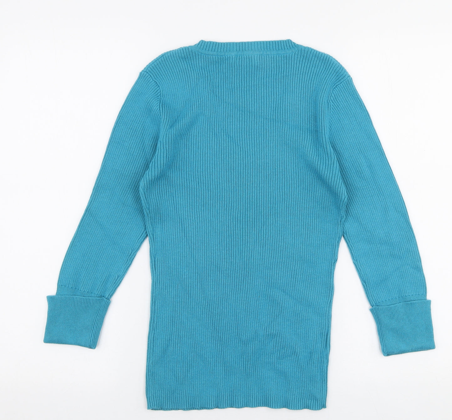 Papaya Womens Blue V-Neck  100% Cotton Pullover Jumper Size 12