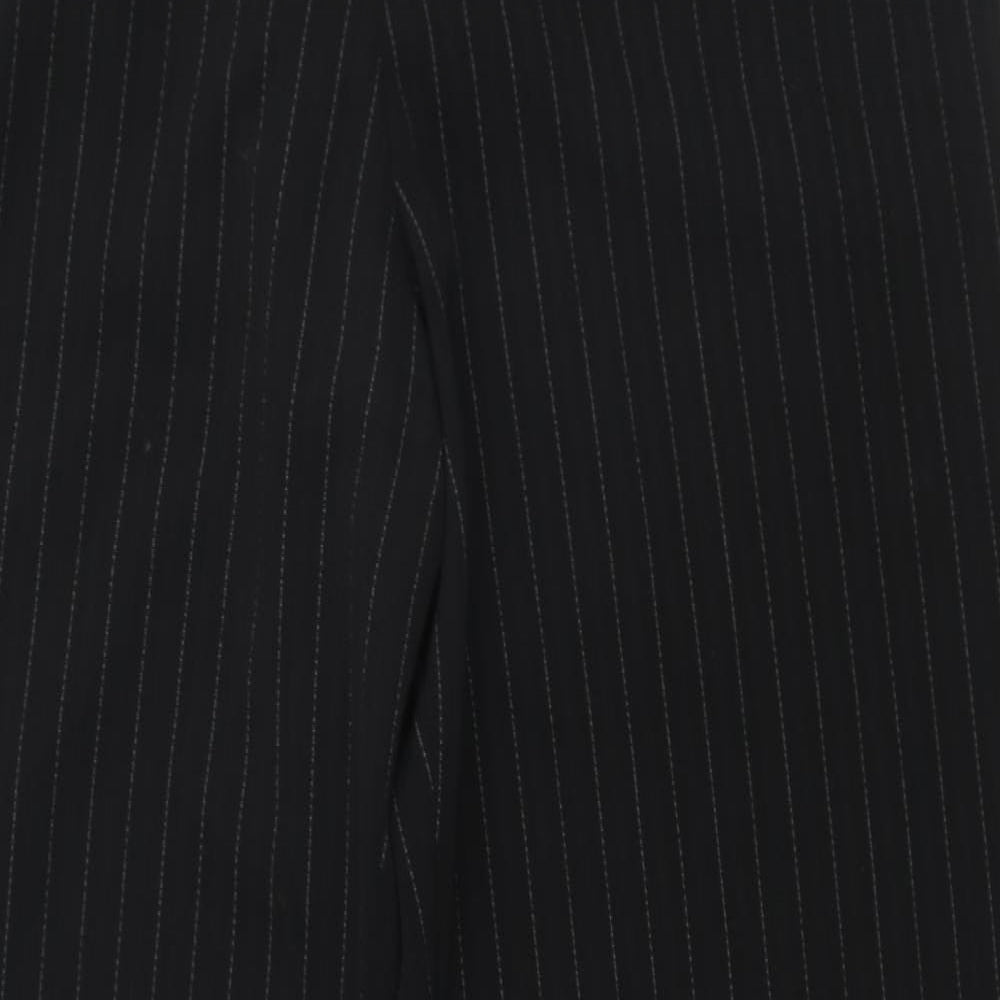 Regine Womens Black Striped Polyester Trousers  Size 14 L33 in Regular Zip