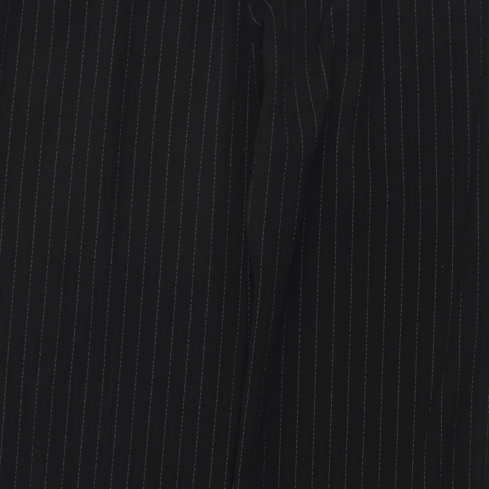 Regine Womens Black Striped Polyester Trousers  Size 14 L33 in Regular Zip