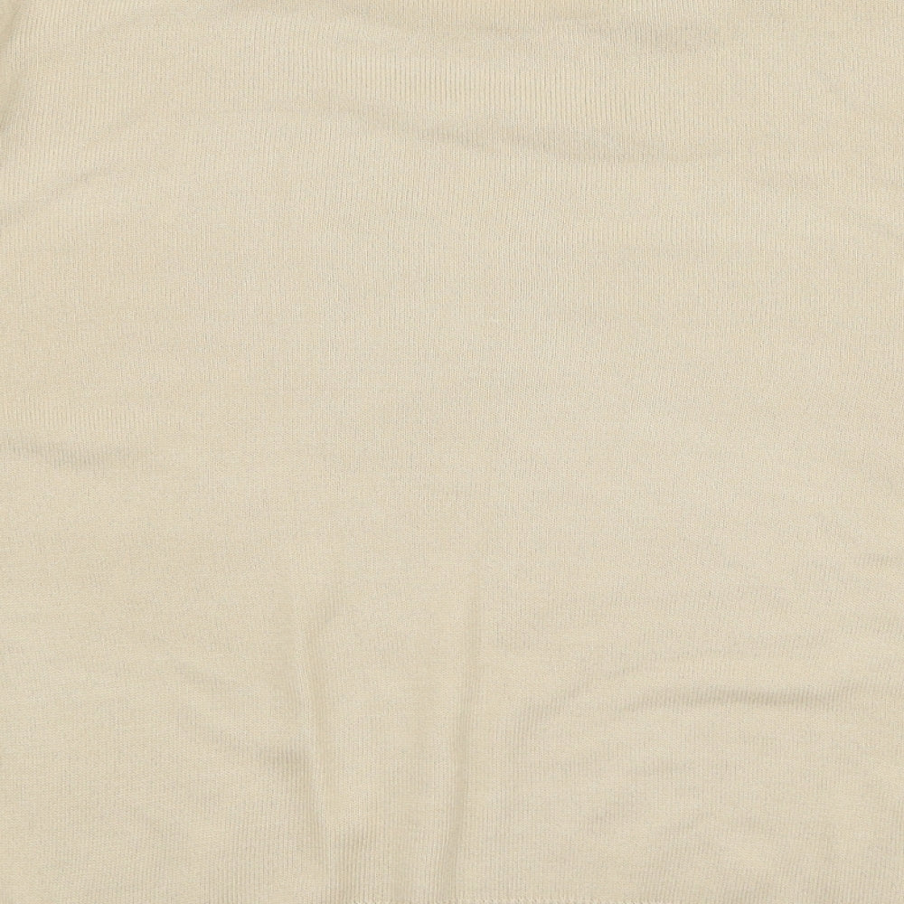 Marks and Spencer Womens Beige  Acrylic Basic T-Shirt Size 14 Round Neck