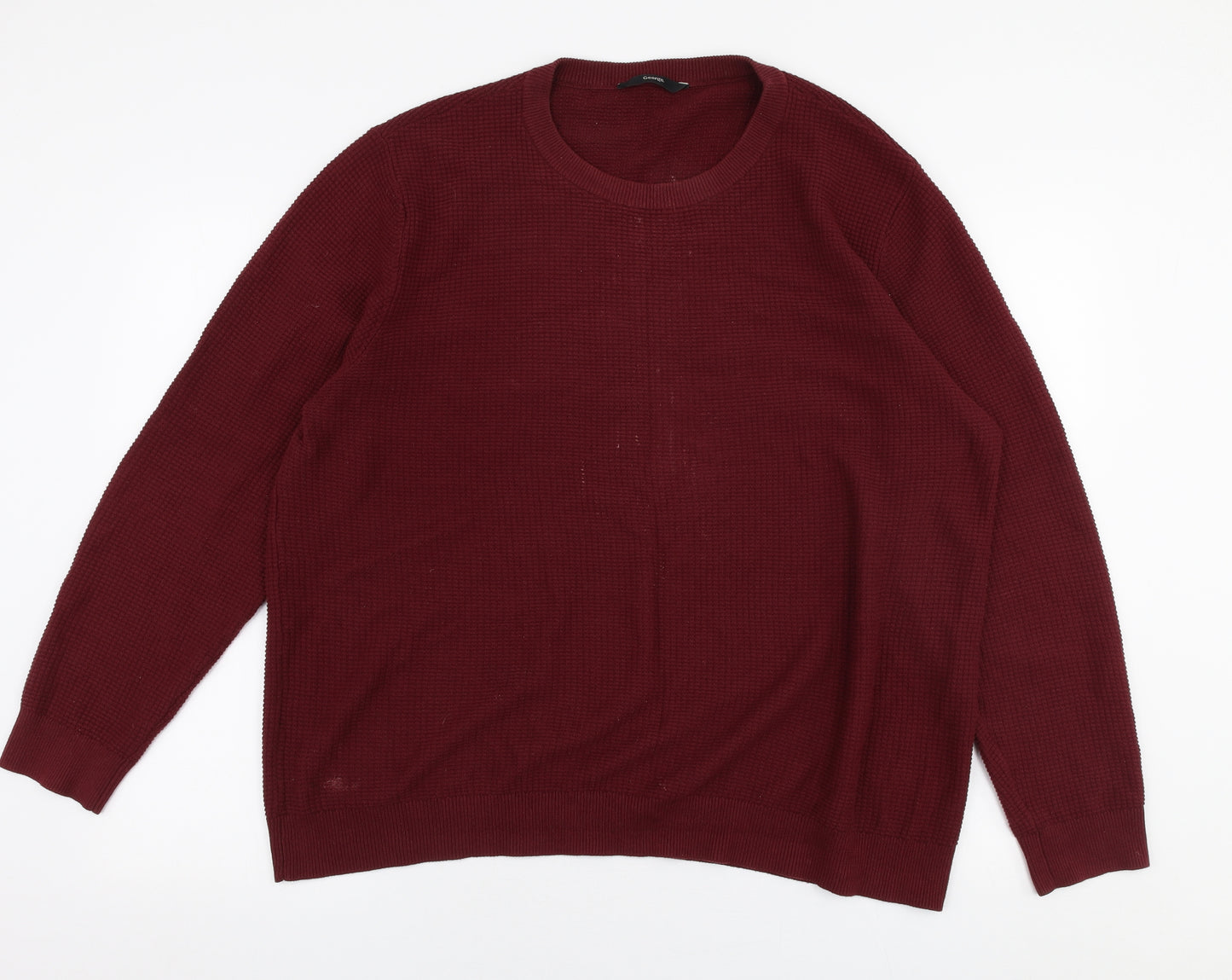 George Mens Red Round Neck  Cotton Pullover Jumper Size XL