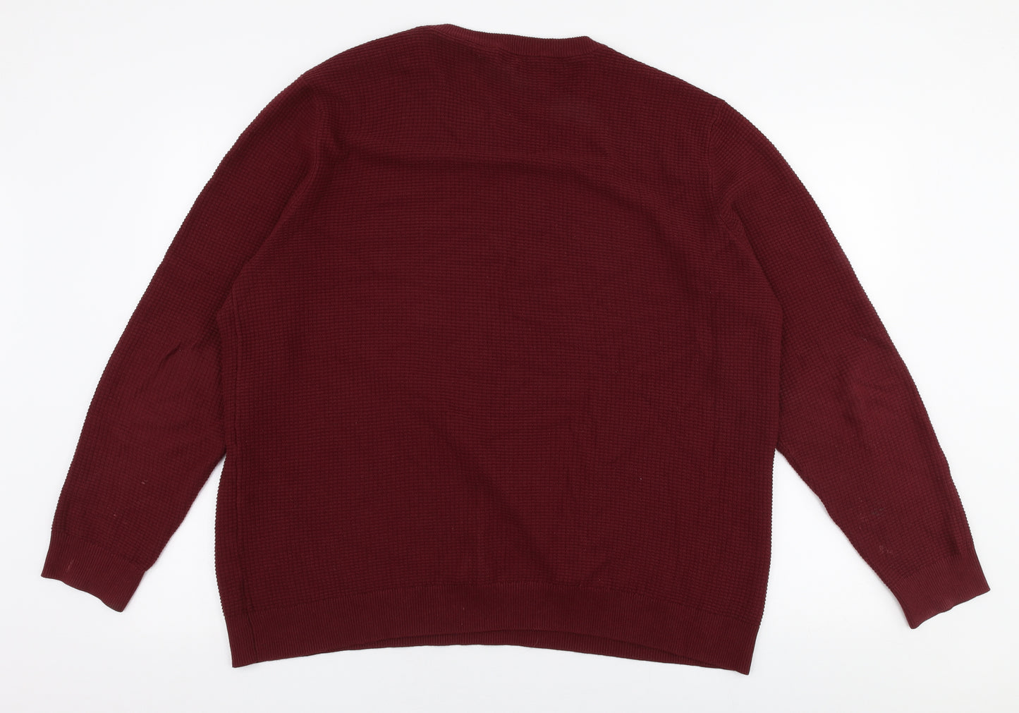 George Mens Red Round Neck  Cotton Pullover Jumper Size XL