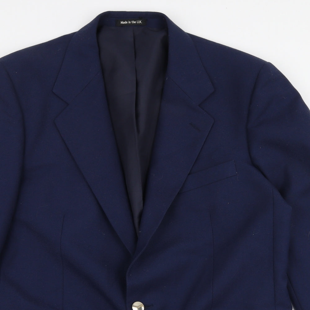 Preworn Mens Blue  Polyester Jacket Suit Jacket Size 38