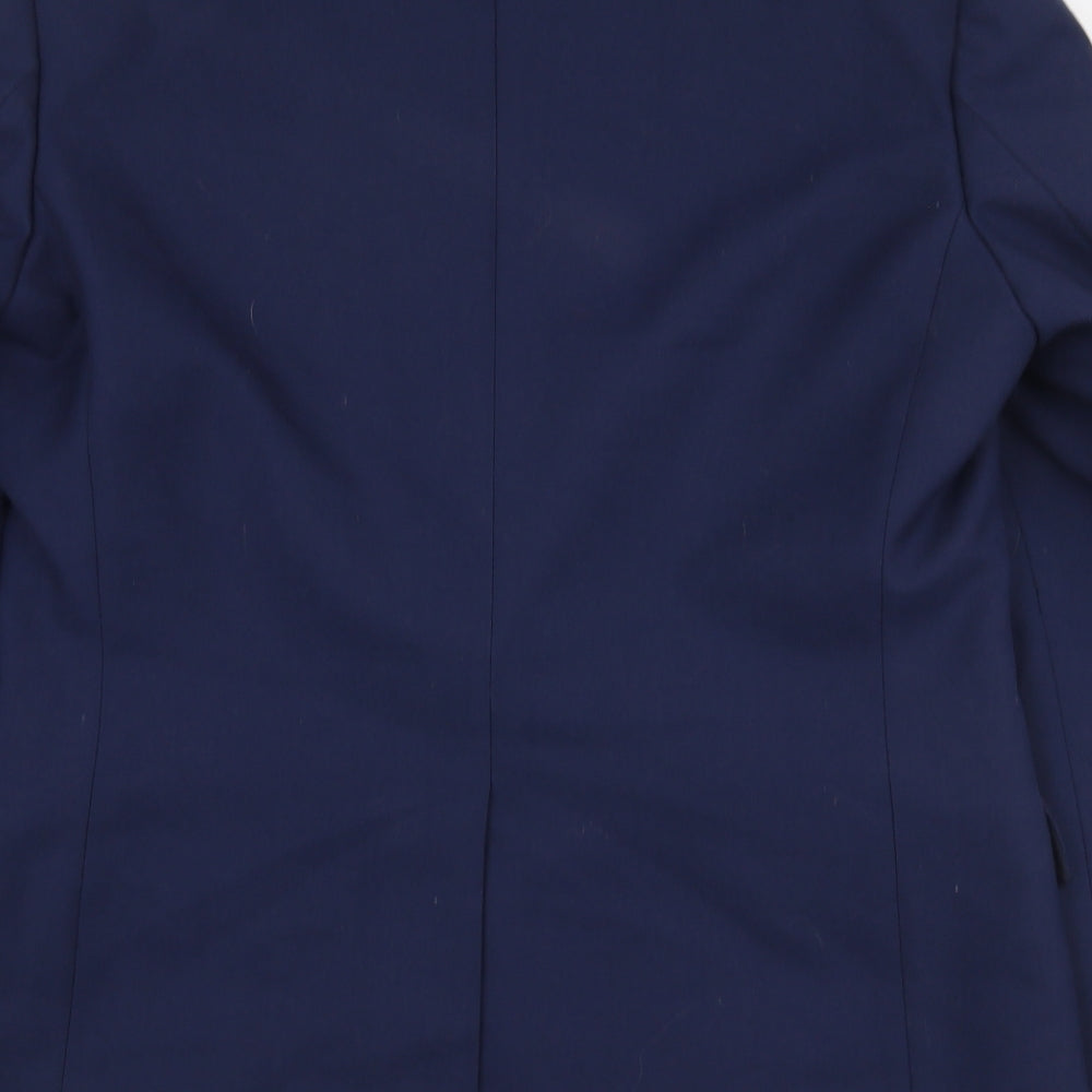 Preworn Mens Blue  Polyester Jacket Suit Jacket Size 38