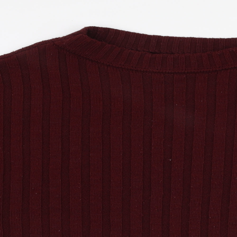 PRETTYLITTLETHING Womens Red Round Neck  Acrylic Pullover Jumper Size 6