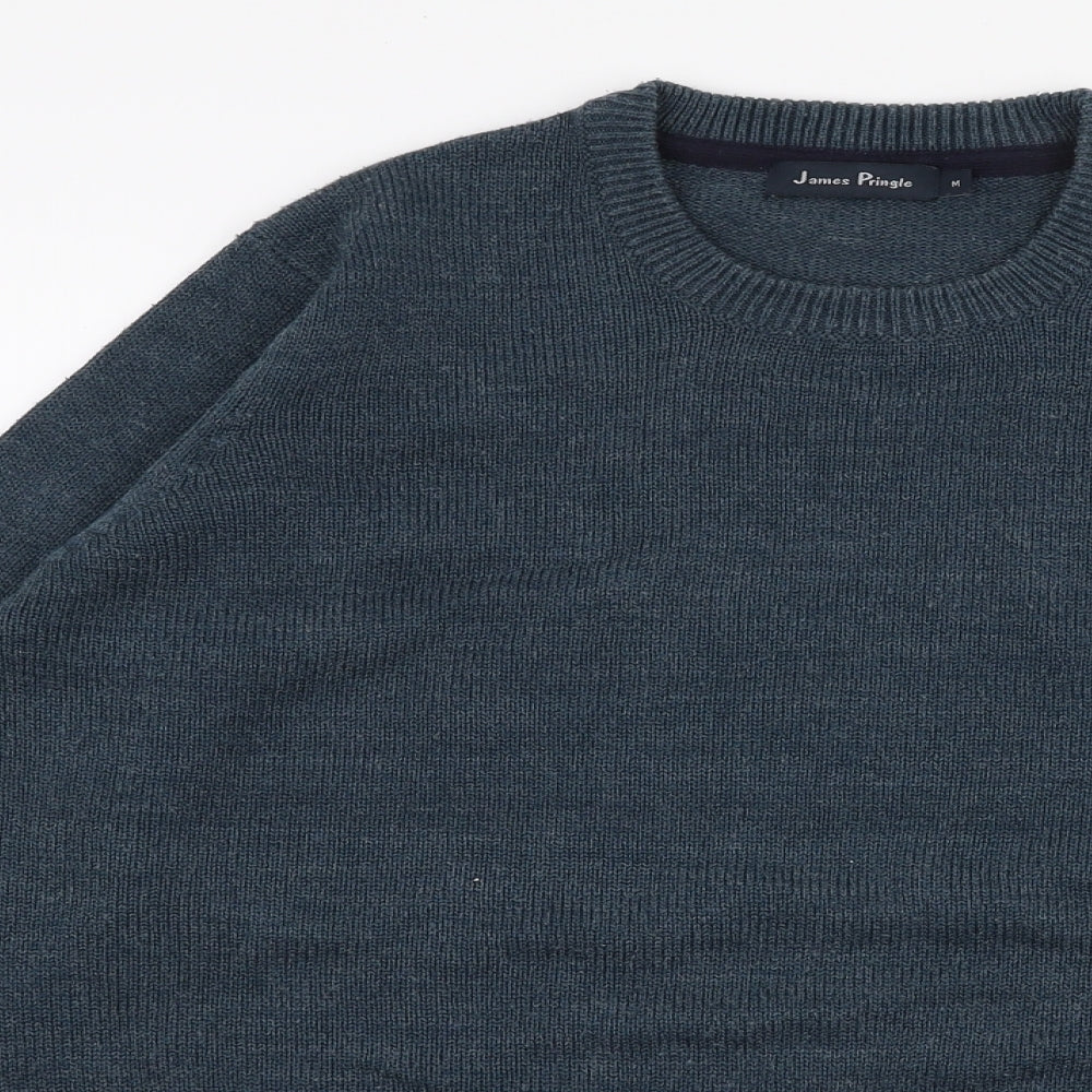 James Pringle Mens Blue Round Neck  Acrylic Pullover Jumper Size M