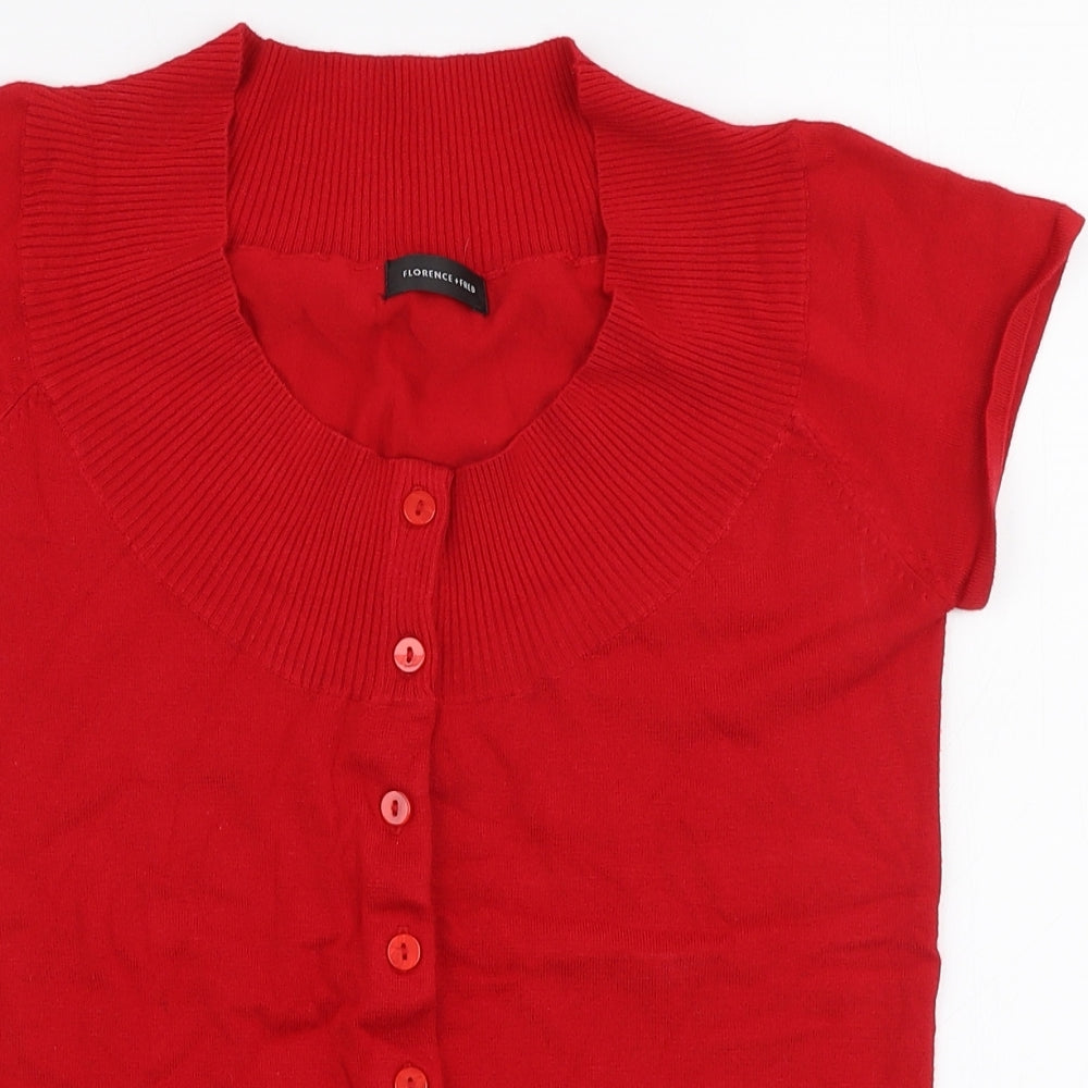 Florence & Fred Womens Red Round Neck  Viscose Cardigan Jumper Size 12