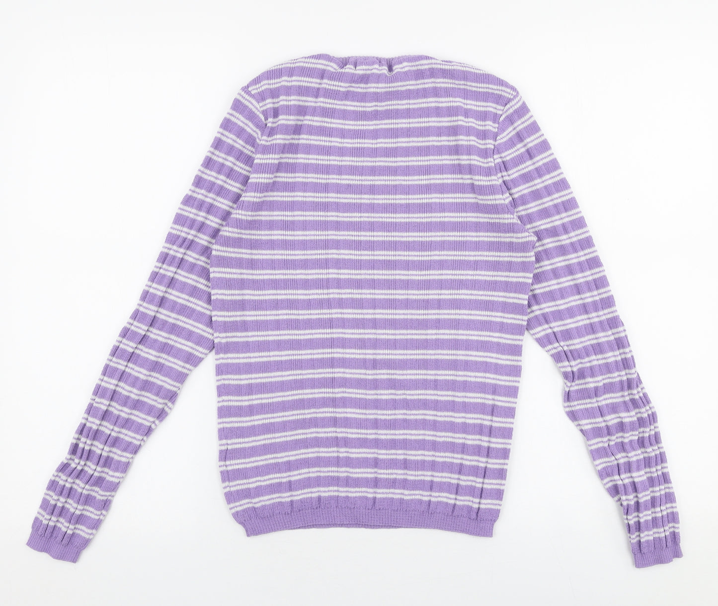 Primark Womens Purple Round Neck Striped Polyester Pullover Jumper Size M