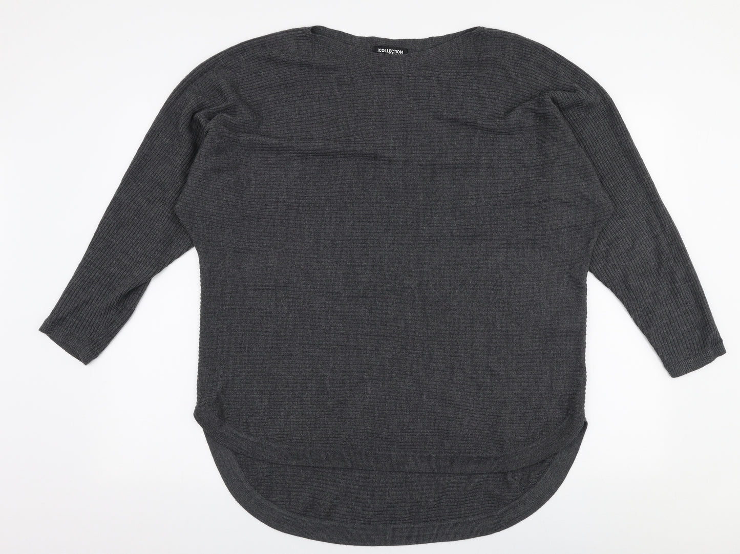 Debenhams Womens Grey Boat Neck  Acrylic Pullover Jumper Size 16