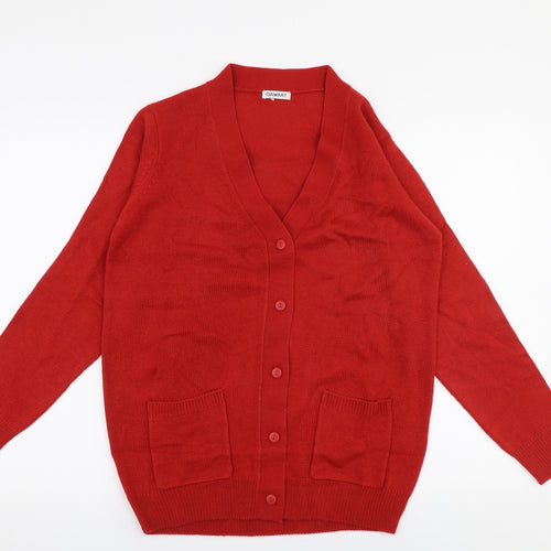Damart Womens Red V-Neck  Acrylic Cardigan Jumper Size 10