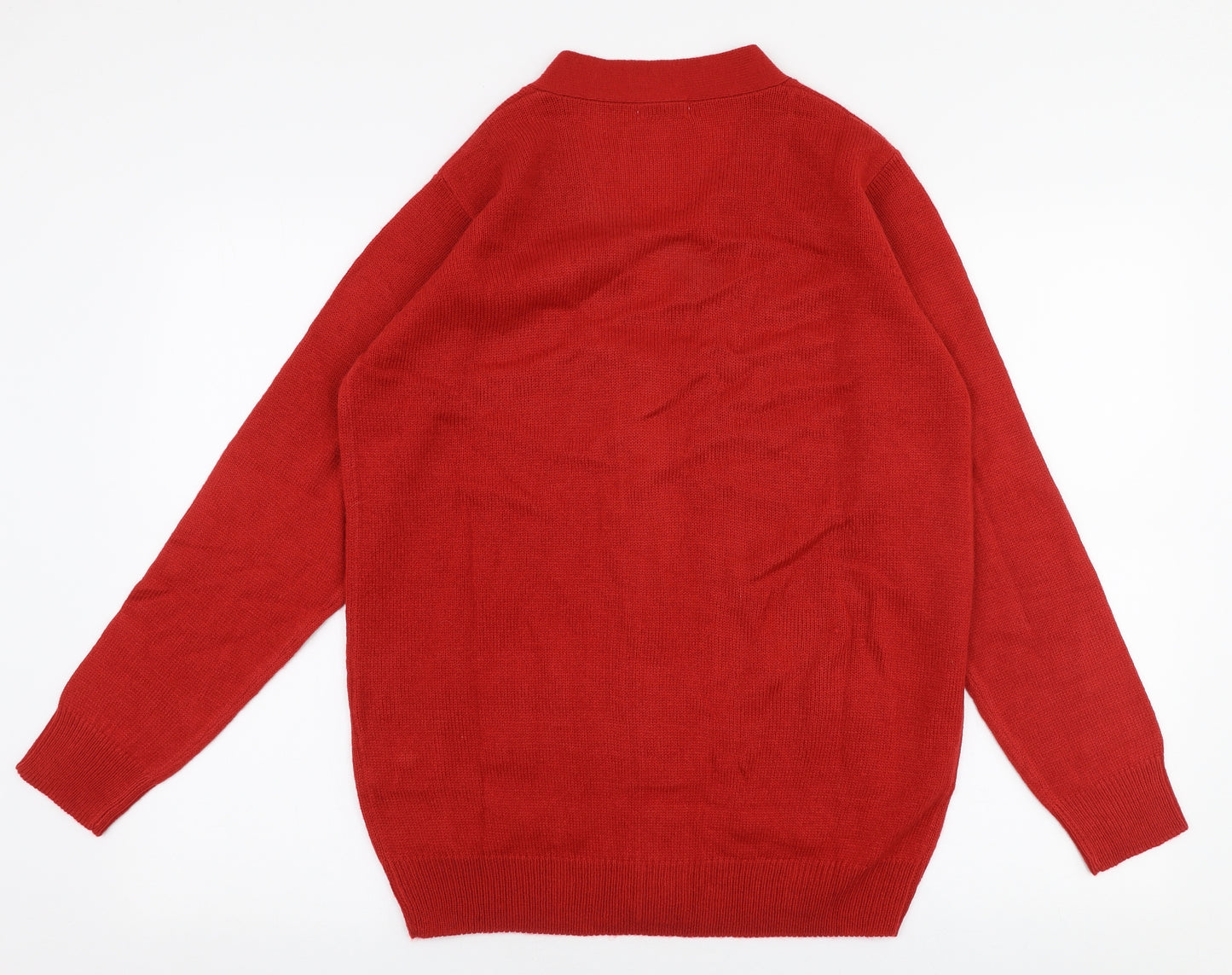 Damart Womens Red V-Neck  Acrylic Cardigan Jumper Size 10