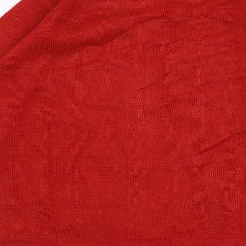 Damart Womens Red V-Neck  Acrylic Cardigan Jumper Size 10