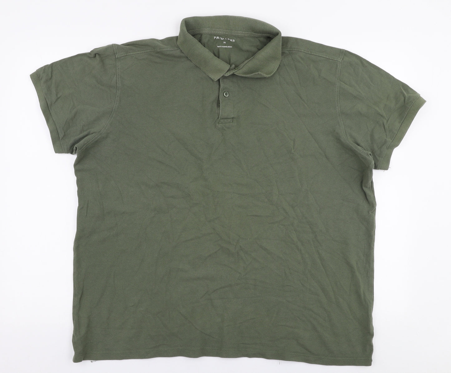 Primark Mens Green  Cotton  Polo Size 2XL Collared Button