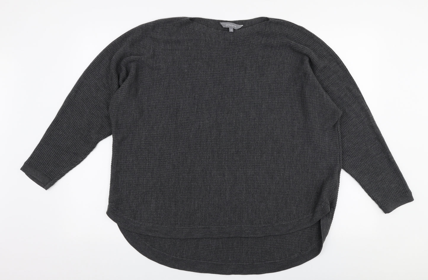Principles Womens Grey Boat Neck  Acrylic Pullover Jumper Size 20