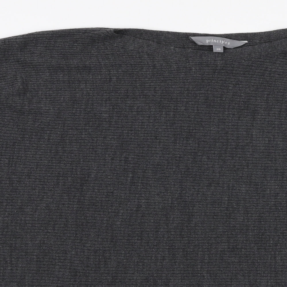 Principles Womens Grey Boat Neck  Acrylic Pullover Jumper Size 20