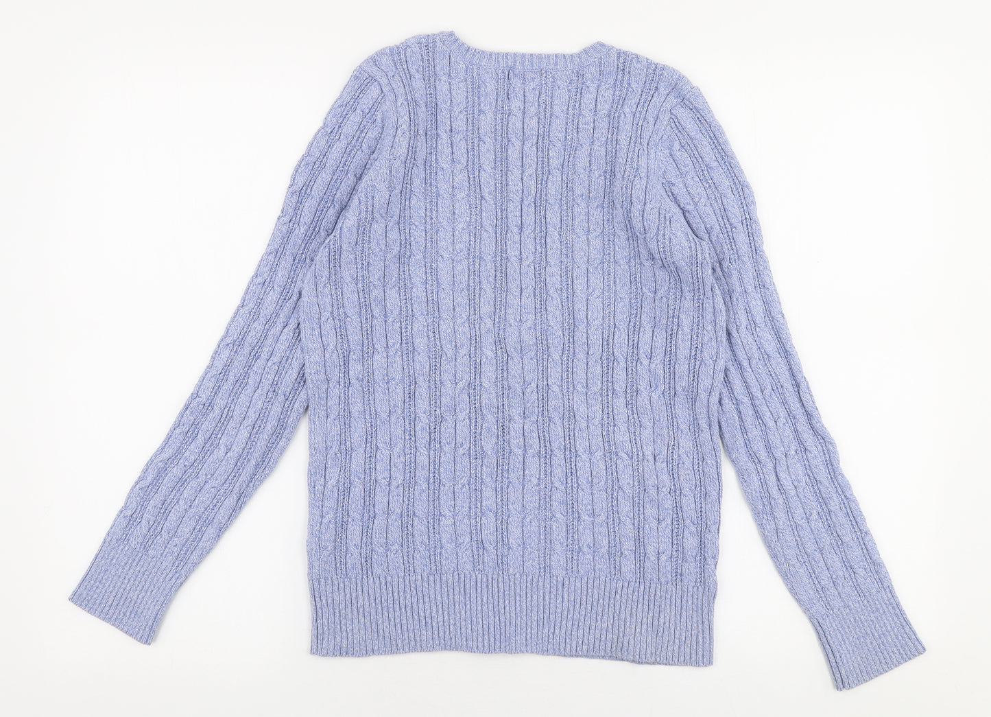 St John's Bay Womens Blue Round Neck  Cotton Pullover Jumper Size M