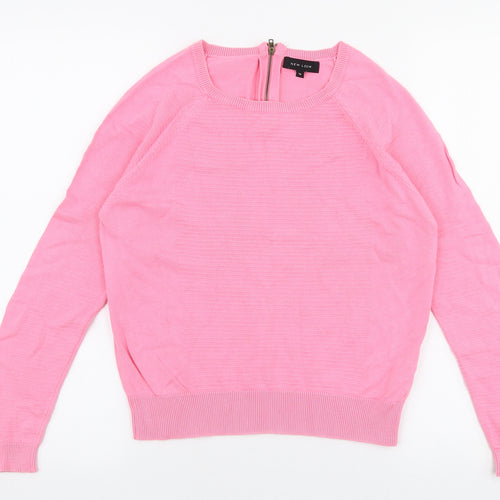 New Look Womens Pink Round Neck  Viscose Pullover Jumper Size 14