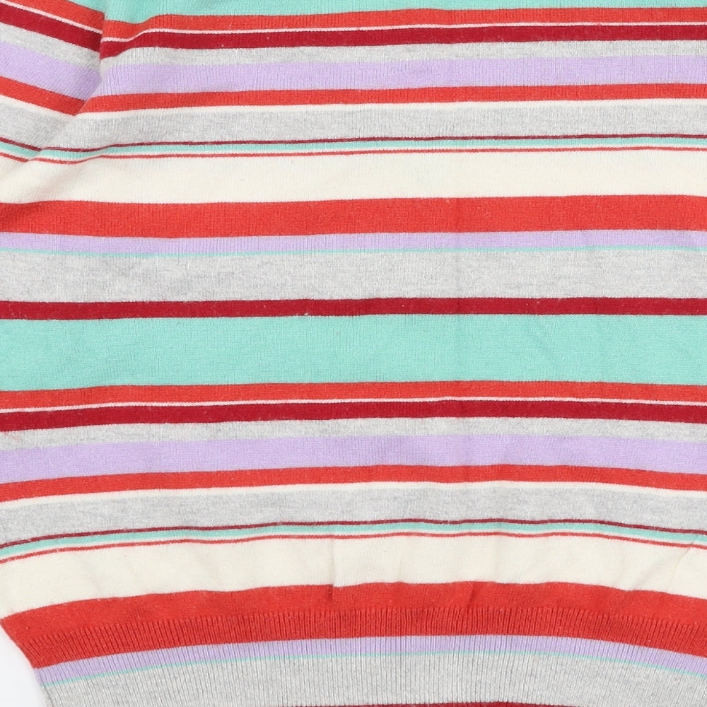 Marks and Spencer Womens Multicoloured V-Neck Striped Viscose Pullover Jumper Size 12