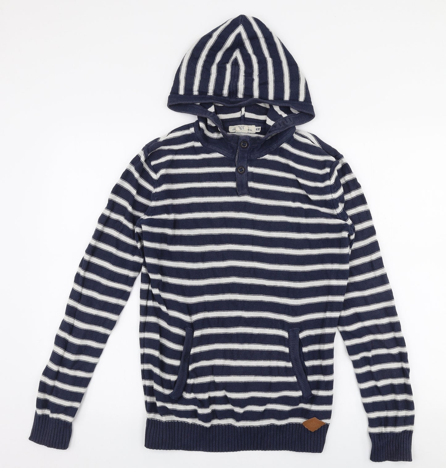 L.O.G.G Girls Blue Striped 100% Cotton Pullover Hoodie Size 14 Years  Pullover