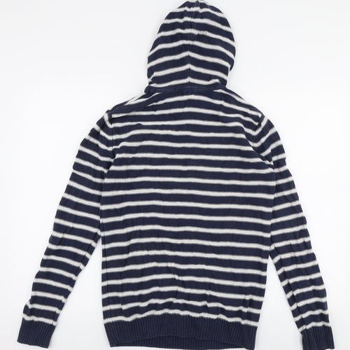 L.O.G.G Girls Blue Striped 100% Cotton Pullover Hoodie Size 14 Years  Pullover