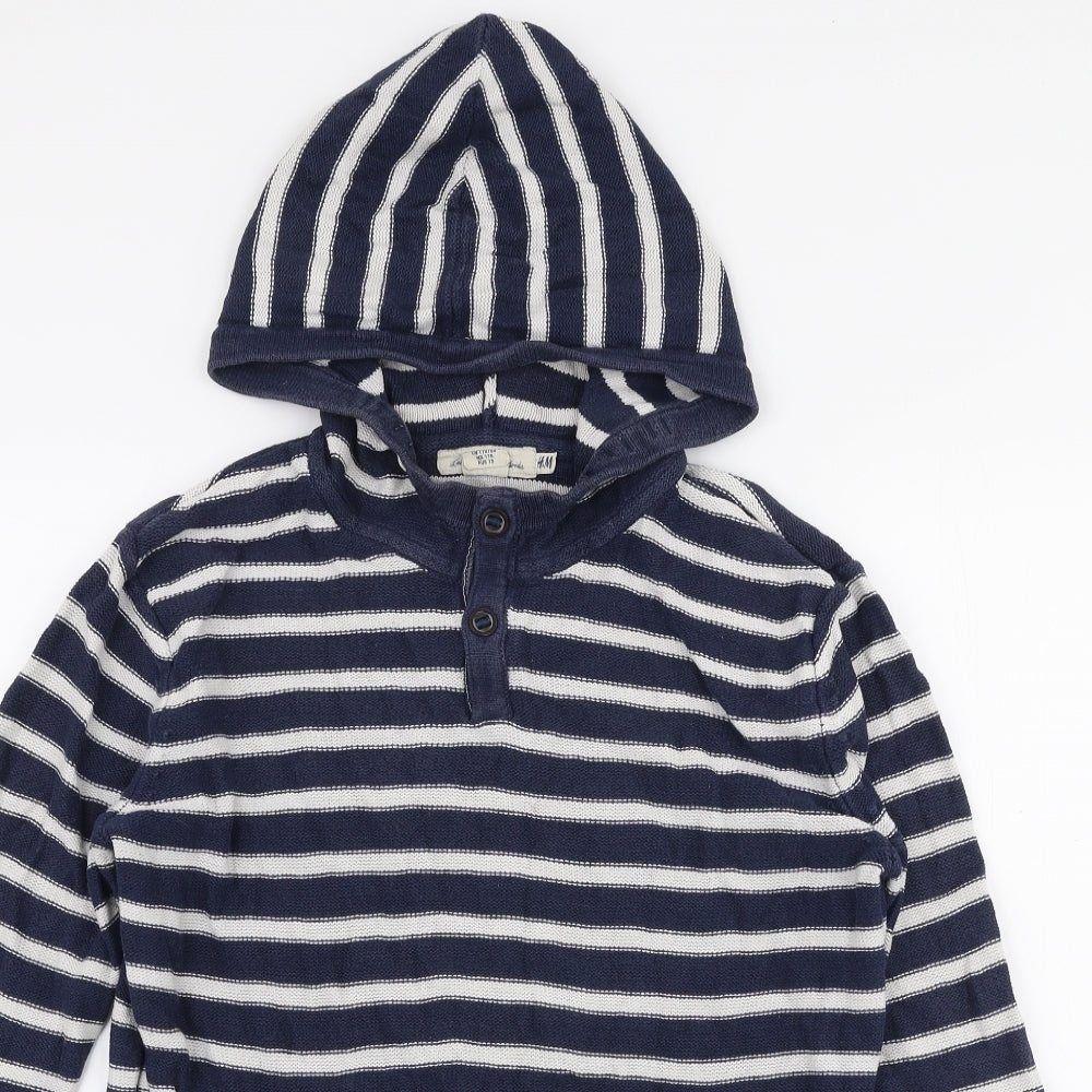 L.O.G.G Girls Blue Striped 100% Cotton Pullover Hoodie Size 14 Years  Pullover