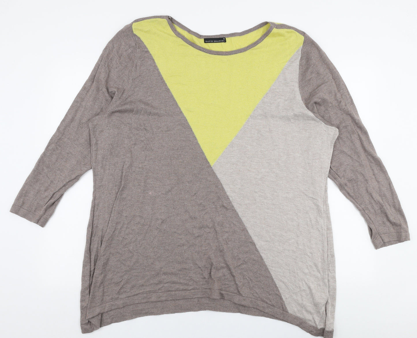 David Emanuel Womens Multicoloured Boat Neck  Viscose Pullover Jumper Size XL