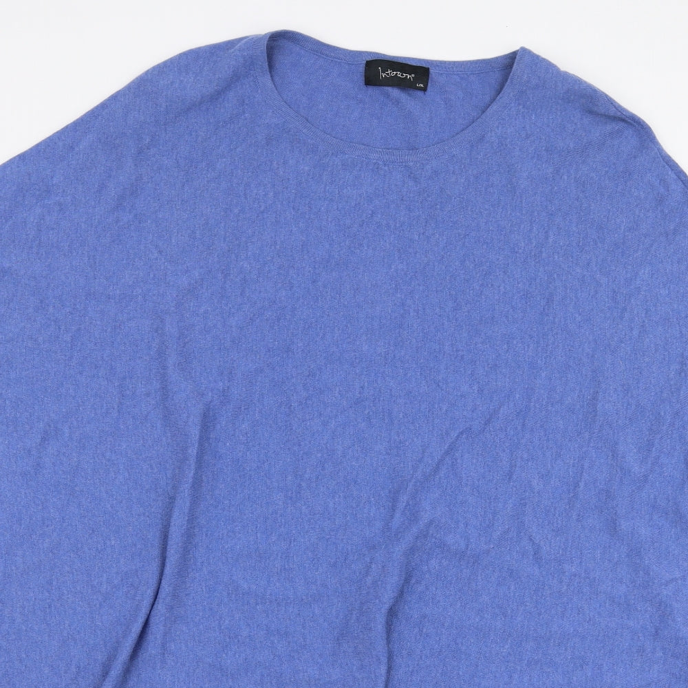 intown Womens Blue Round Neck  Cotton Pullover Jumper Size L