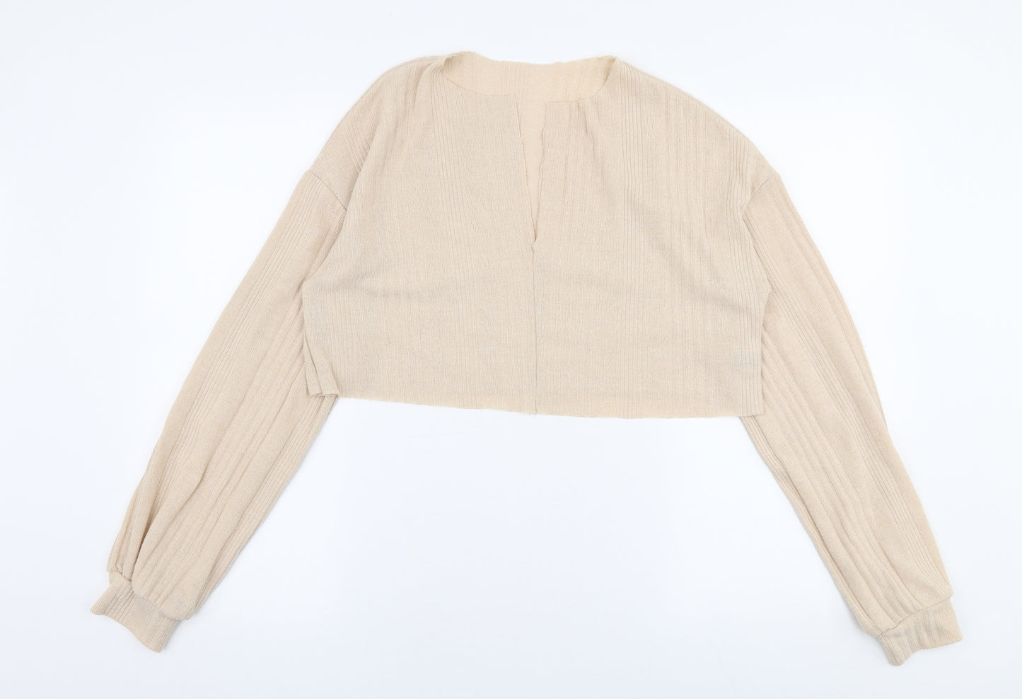 SheIn Womens Beige V-Neck  Polyester Pullover Jumper Size M