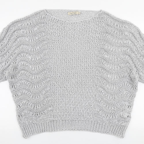 Nada Del Riccio Womens Grey Boat Neck  Acrylic Pullover Jumper Size XL