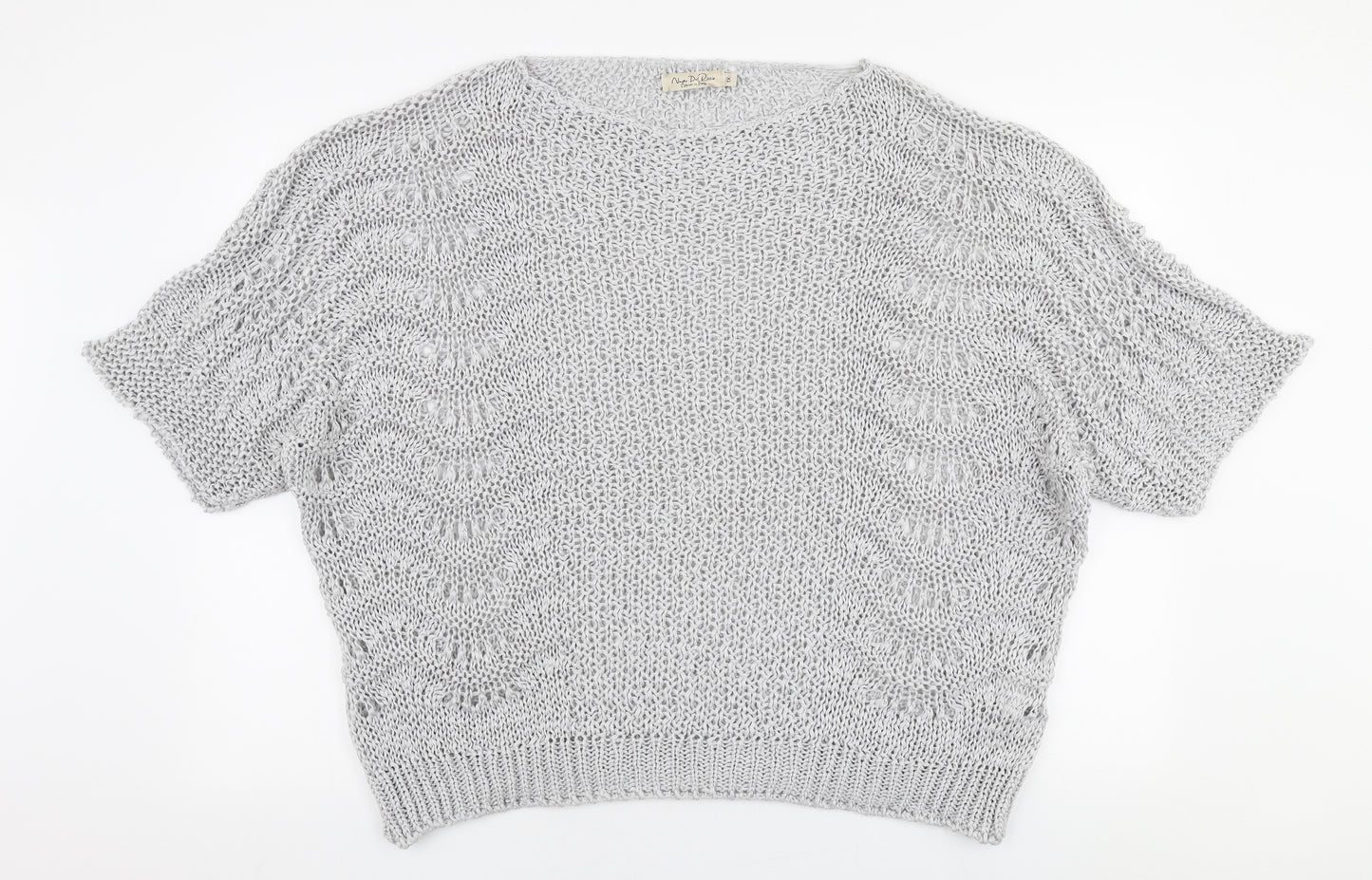 Nada Del Riccio Womens Grey Boat Neck  Acrylic Pullover Jumper Size XL